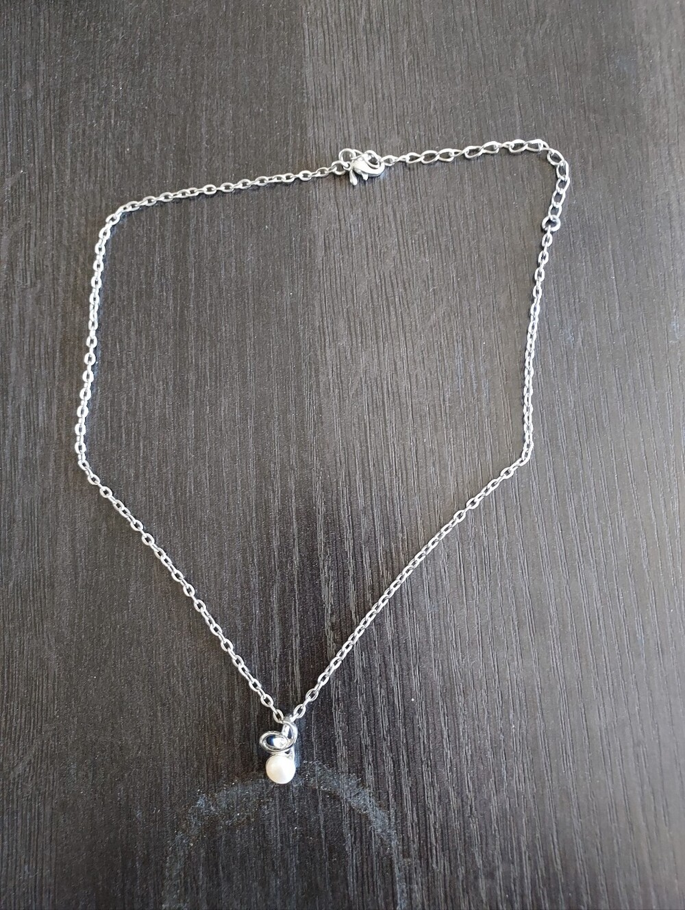 Delicate Silver Pearl Drop Necklace for Women